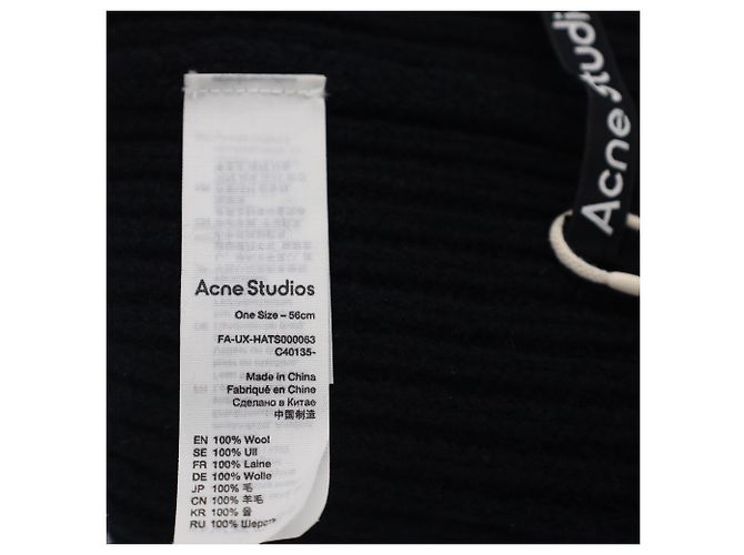 Beanie in maglia a coste nera con patch Acne Studios - vista 5