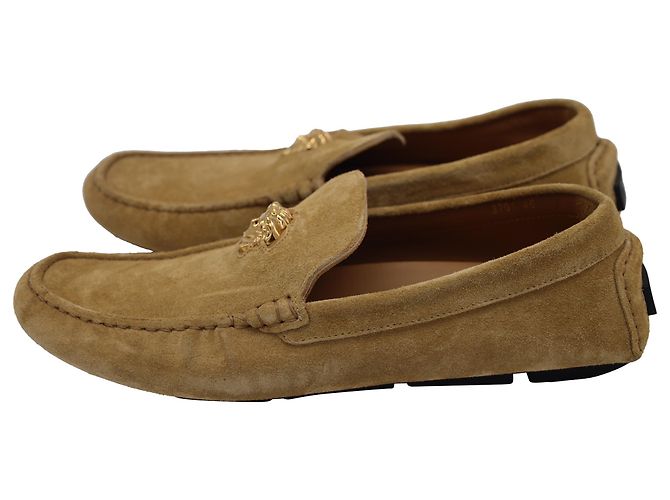 Mocassins Versace La Medusa en daim de veau marron - vue 4