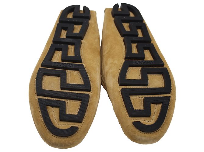 Mocassins Versace La Medusa en daim de veau marron - vue 5