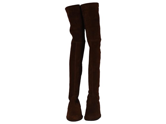 Botas Over-The-Knee Lowland Stuart Weitzman en Ante Marrón Castaño Roja - vista 2