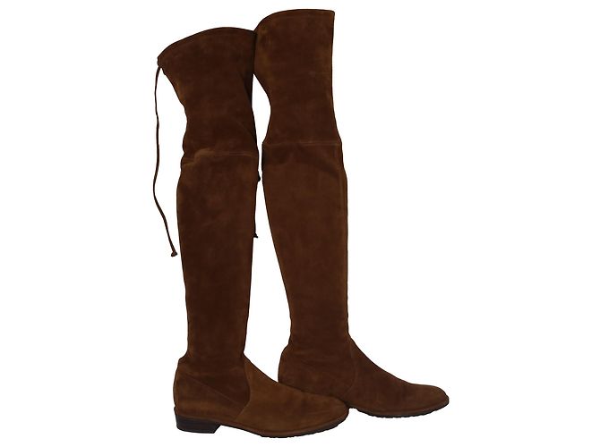 Botas Over-The-Knee Lowland Stuart Weitzman en Ante Marrón Castaño Roja - vista 3