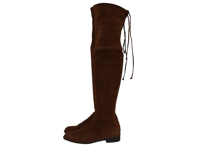 Botas Over-The-Knee Lowland Stuart Weitzman en Ante Marrón Castaño Roja - vista 5