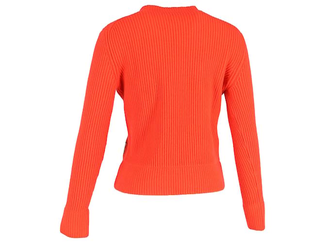 Rippstrickpullover aus orange Wolle mit gedrucktem Prada-Logo - Ansicht 3