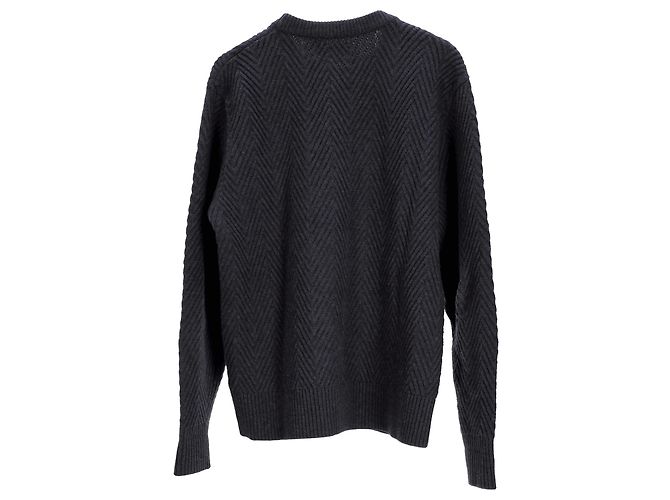Autre Marque Hr. P. Rippstrickpullover aus grauer Merinowolle - Ansicht 2