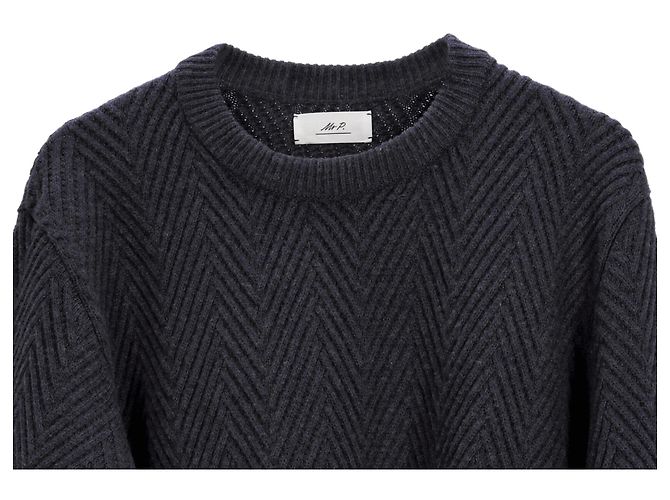 Autre Marque Hr. P. Rippstrickpullover aus grauer Merinowolle - Ansicht 3