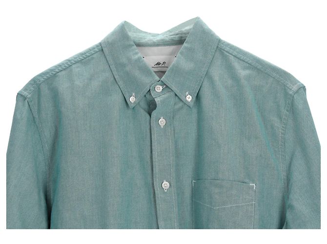Autre Marque Mr P. Button-Down Collar Oxford Shirt in Green Organic Cotton - view 3