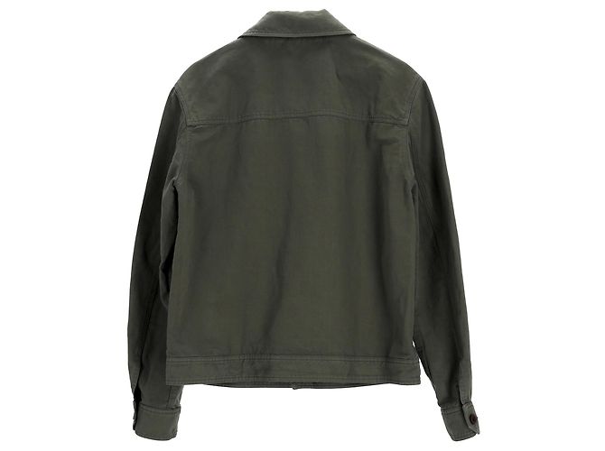 Autre Marque Sig. P. Giacca in cotone tinto in verde con colletto camp Verde oliva - vista 2