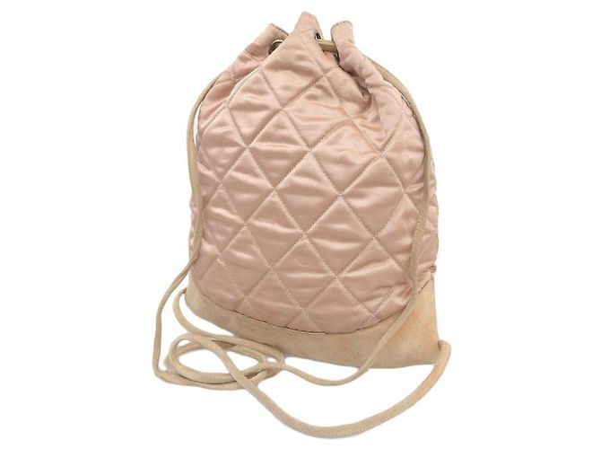 Chanel Satin-Logo-Rucksack Pink Beige - Ansicht 2