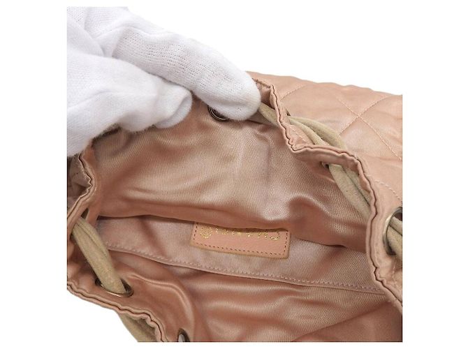 Chanel Satin-Logo-Rucksack Pink Beige - Ansicht 8