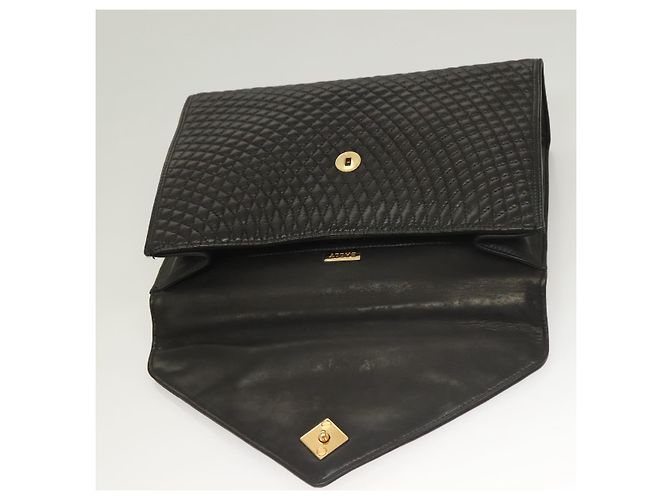 BALLY Handtasche aus schwarzem Leder mit Gold Auth BA3481 Golden - Ansicht 10