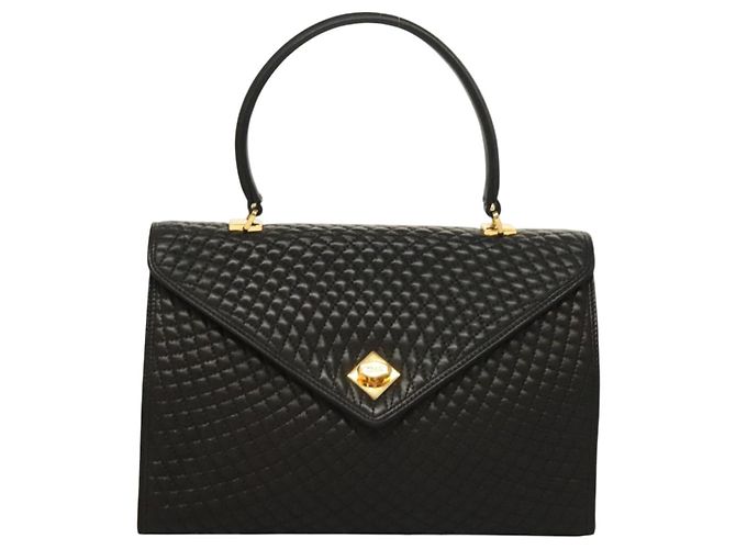 BALLY Handtasche aus schwarzem Leder mit Gold Auth BA3481 Golden - Ansicht 13