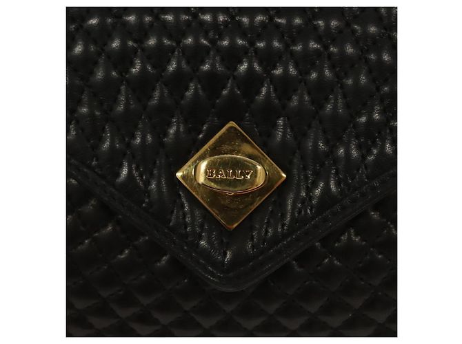 BALLY Handtasche aus schwarzem Leder mit Gold Auth BA3481 Golden - Ansicht 17