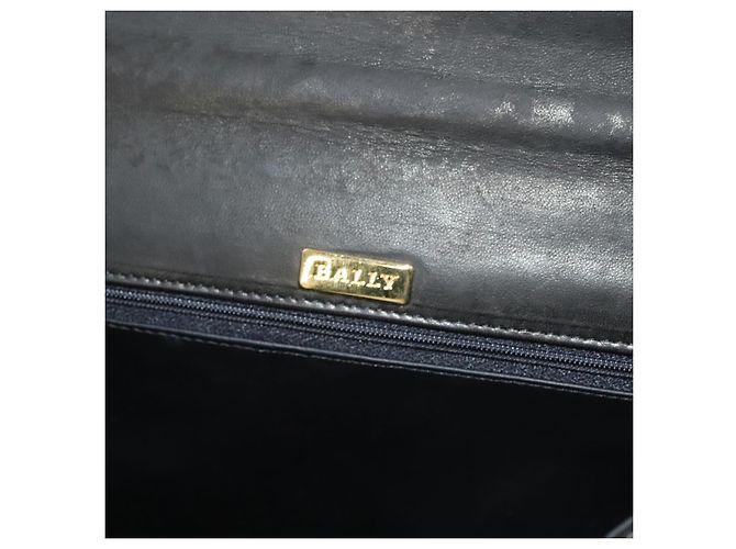 BALLY Handtasche aus schwarzem Leder mit Gold Auth BA3481 Golden - Ansicht 18