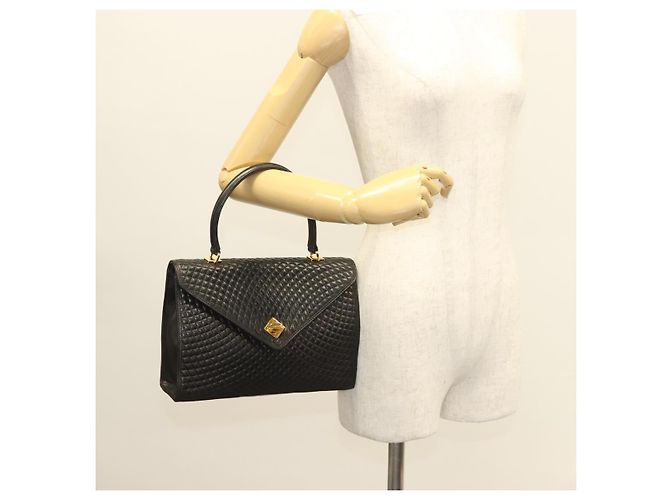 BALLY Handtasche aus schwarzem Leder mit Gold Auth BA3481 Golden - Ansicht 22