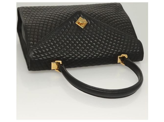 BALLY Handtasche aus schwarzem Leder mit Gold Auth BA3481 Golden - Ansicht 6