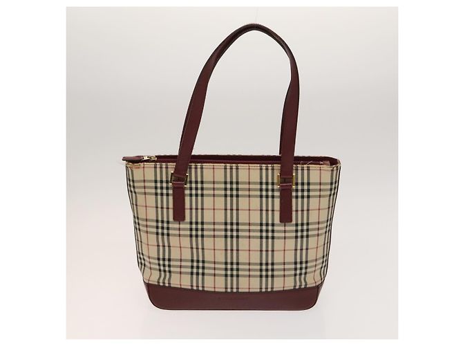 Céline CELINE C Sulky Cartier Burberry Nova Check Bolsa de Couro 3Set Bege Auth BA2174 Marrom - vista 2