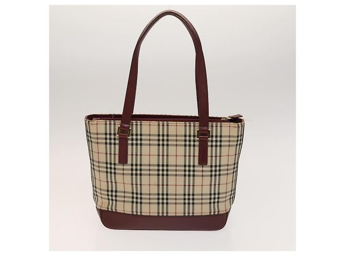 Céline CELINE C Sulky Cartier Burberry Nova Check Bolsa de Couro 3Set Bege Auth BA2174 Marrom - vista 3