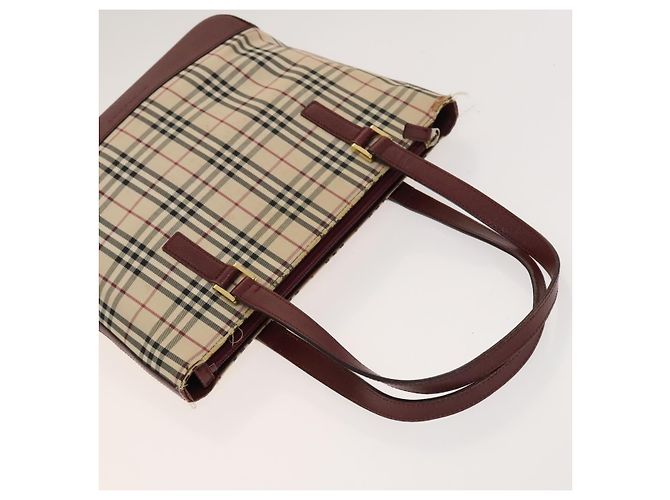 Céline CELINE C Sulky Cartier Burberry Nova Check Bolsa de Couro 3Set Bege Auth BA2174 Marrom - vista 5