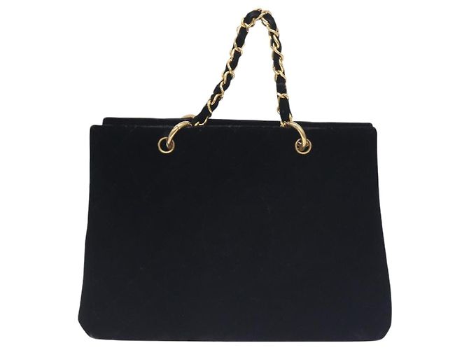 CHANEL Matelassé COCO Marchio Catena Borsa a Mano Velluto Nero Argento CC Auth 130198 - vista 13