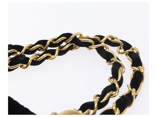 CHANEL Matelassé COCO Marchio Catena Borsa a Mano Velluto Nero Argento CC Auth 130198 - vista 14