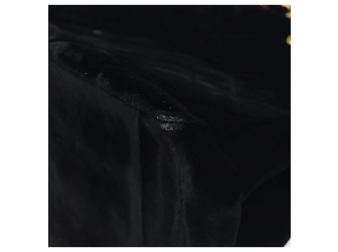 CHANEL Matelassé COCO Marchio Catena Borsa a Mano Velluto Nero Argento CC Auth 130198 - vista 16