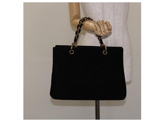 CHANEL Matelassé COCO Marchio Catena Borsa a Mano Velluto Nero Argento CC Auth 130198 - vista 22