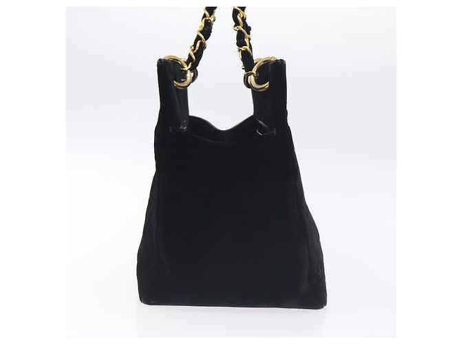CHANEL Matelassé COCO Marchio Catena Borsa a Mano Velluto Nero Argento CC Auth 130198 - vista 3