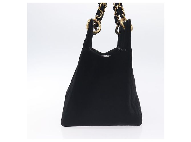 CHANEL Matelassé COCO Marchio Catena Borsa a Mano Velluto Nero Argento CC Auth 130198 - vista 4