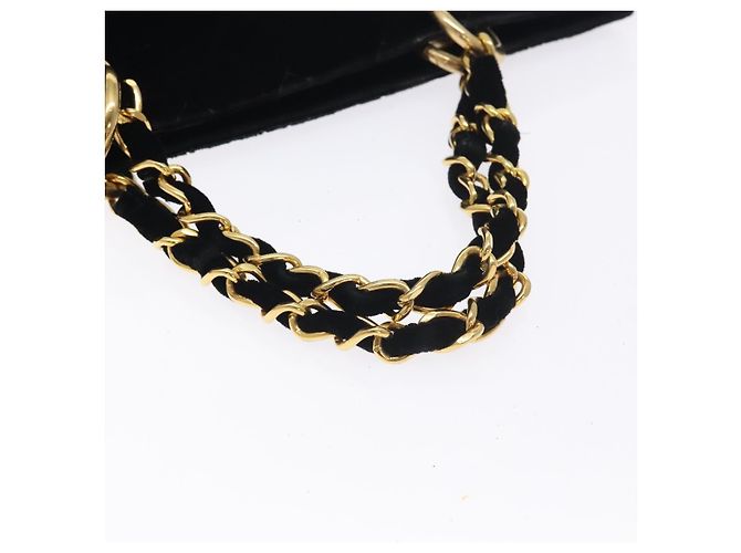 CHANEL Matelassé COCO Marchio Catena Borsa a Mano Velluto Nero Argento CC Auth 130198 - vista 7
