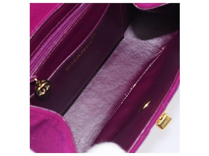 CHANEL Borsa Matelassé in cotone Viola Oro CC Auth 131194 D'oro Porpora - vista 10
