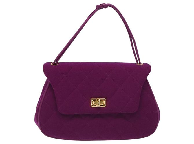 CHANEL Borsa Matelassé in cotone Viola Oro CC Auth 131194 D'oro Porpora - vista 13