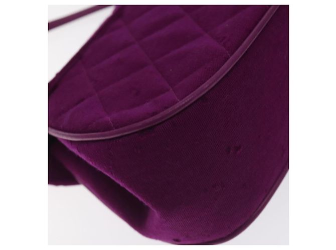 CHANEL Borsa Matelassé in cotone Viola Oro CC Auth 131194 D'oro Porpora - vista 16