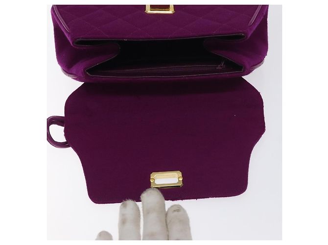 CHANEL Borsa Matelassé in cotone Viola Oro CC Auth 131194 D'oro Porpora - vista 18