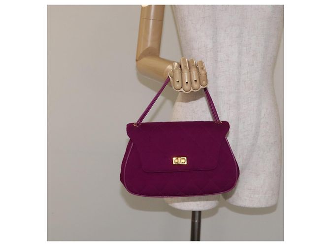 CHANEL Borsa Matelassé in cotone Viola Oro CC Auth 131194 D'oro Porpora - vista 24