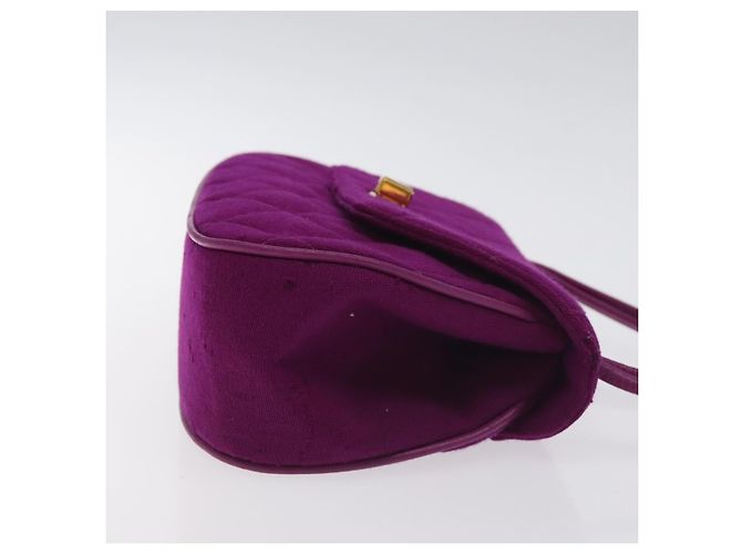 CHANEL Borsa Matelassé in cotone Viola Oro CC Auth 131194 D'oro Porpora - vista 3