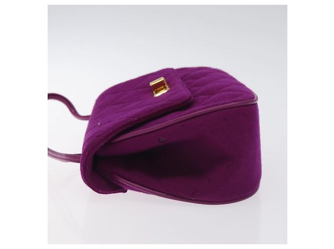 CHANEL Borsa Matelassé in cotone Viola Oro CC Auth 131194 D'oro Porpora - vista 4