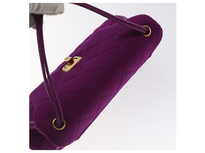CHANEL Borsa Matelassé in cotone Viola Oro CC Auth 131194 D'oro Porpora - vista 6