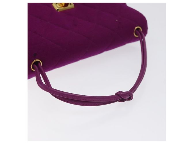 CHANEL Borsa Matelassé in cotone Viola Oro CC Auth 131194 D'oro Porpora - vista 7