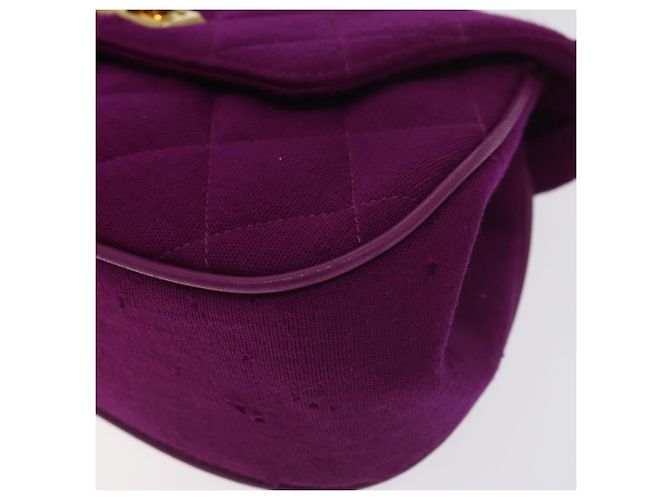 CHANEL Borsa Matelassé in cotone Viola Oro CC Auth 131194 D'oro Porpora - vista 9