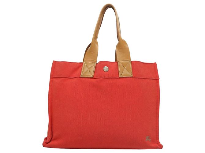 Burberry Blue Label Tragetasche aus rotem Canvas mit silberner Authentizität bs27161 - Ansicht 13