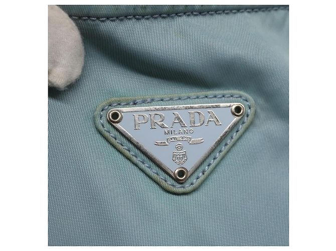 Borsa a spalla PRADA in nylon blu argento autentica mr1407 - vista 18