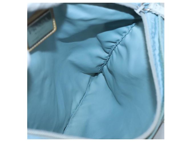 Borsa a spalla PRADA in nylon blu argento autentica mr1407 - vista 20