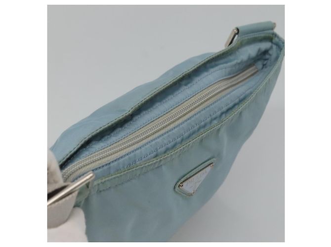 Borsa a spalla PRADA in nylon blu argento autentica mr1407 - vista 6