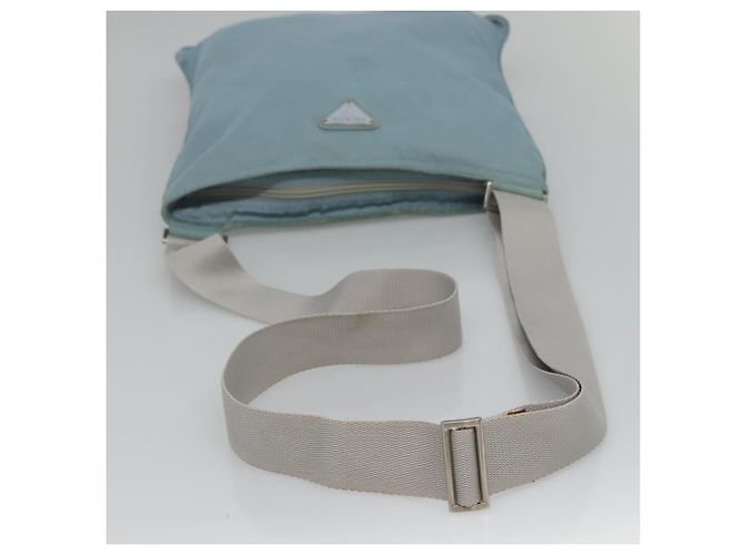 Borsa a spalla PRADA in nylon blu argento autentica mr1407 - vista 7