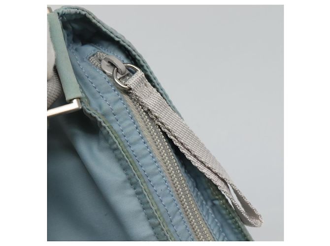 Borsa a spalla PRADA in nylon blu argento autentica mr1407 - vista 9