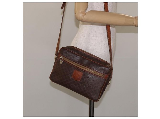 Céline Borsa a spalla in tela Macadam CELINE in pelle PVC marrone oro Auth bs27307 D'oro - vista 23