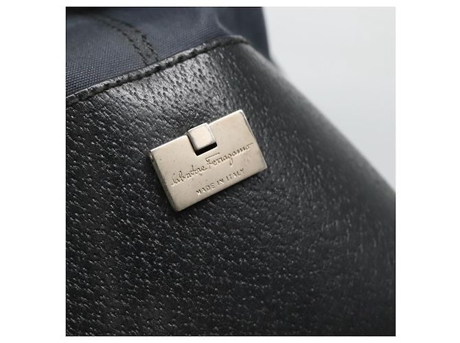 Borsa a mano Salvatore Ferragamo in nylon e pelle nera argento autentica bs27088 Nero - vista 10