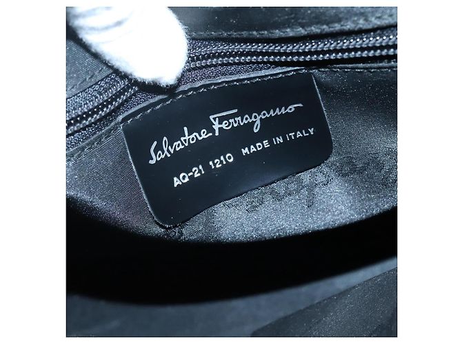 Borsa a mano Salvatore Ferragamo in nylon e pelle nera argento autentica bs27088 Nero - vista 12