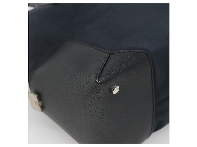 Borsa a mano Salvatore Ferragamo in nylon e pelle nera argento autentica bs27088 Nero - vista 16