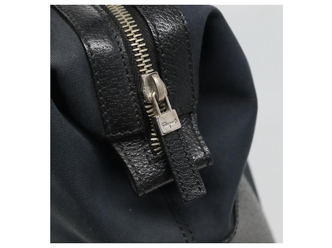Borsa a mano Salvatore Ferragamo in nylon e pelle nera argento autentica bs27088 Nero - vista 17